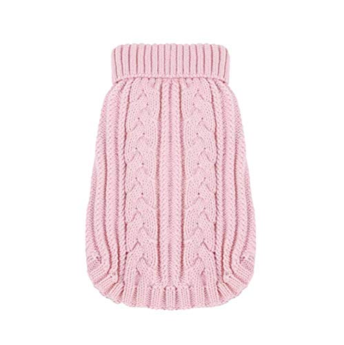 Pullover Sweater für Kleine Hunde Hundekostüm Einfarbig Vest Welpen Strickpullover Hundemantel Pulli Bekleidung Herbst Winter Sweatshirt Haustier (S, pink) von feiling