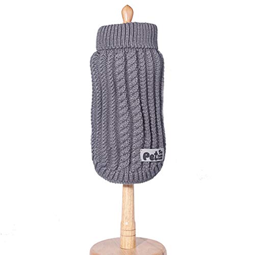 Pullover Sweater für Kleine Hunde Hundekostüm Einfarbig Vest Welpen Strickpullover Hundemantel Pulli Bekleidung Herbst Winter Sweatshirt Haustier (XXS, grau) von feiling