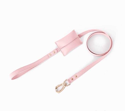 feiling 1.5M Hundeleine Leder mit Abnehmbare Kleine Tasche Hundführleine Lederleine für Kleine Mittlere Große Hunde (pink, 2.0cm*150cm) von feiling