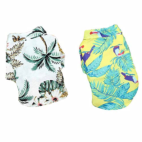 feiling 2er Pack Hunde Hemd Hawaii Kleidung Haustier Shirt Sommer Bequeme Strand T-Shirt für Kleine Hunde Welpen Katzen Hemd Dünn Hundeshirt (B, M) von feiling