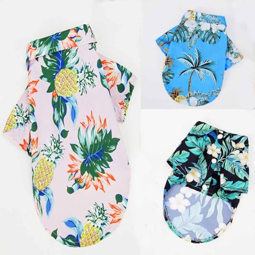 feiling 3er Pack Hunde Hemd Sommer T-Shirt Haustier Kleidung Hundemantel Outfit Blumen Drucken Strand Hundekostüm für Welpen,Kleine, Mittlere und Große Hunde (Pack b, 5XL) von feiling