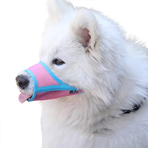 feiling Anti-Beiß Hundetraining Maulkorb Air Mesh Maulkörbe Anti-Bell Training-Korb Anti-bark Dog Muzzle für Kleine Mittlere und Große Hunde (pink, XXL) von feiling