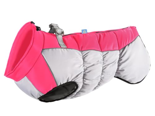feiling Gepolsterte Hundejacke Winter Hunde Weste mit Metallhake für Hundeleine, Outfit Hundekleidung Reflektierende Daunen Hundemantel Wasserabweisend für Große Hunde (rosa, 4XL for 20kg-30kg) von feiling