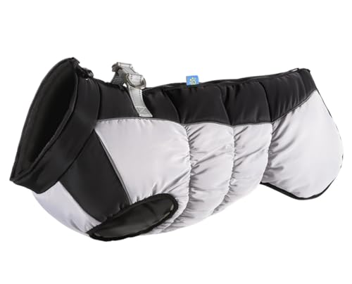 feiling Gepolsterte Hundejacke Winter Hunde Weste mit Metallhake für Hundeleine, Outfit Hundekleidung Reflektierende Daunen Hundemantel Wasserabweisend für Große Hunde (schwarz, 5XL for 30kg-40kg) von feiling