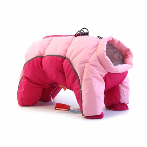 feiling Gepolsterte Hundejacke für Winter 4 Beine Steppjacke Daunen Hundemantel Reflektierende Bequeme Outdoor Kleidung für Kleine Hunde, Welpen (pink, 14#) von feiling