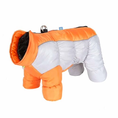 feiling Gepolsterte Hundemantel 4-Beine Steppjacke Reflektierende Winter Hundejacke mit Metallhake für Hundeleine, Daunen Wasserabweisend Bekleidung für Kleine Hunde (orange, M for 2.5kg-4kg) von feiling