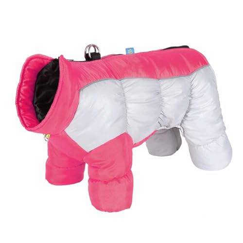feiling Gepolsterte Hundemantel 4-Beine Steppjacke Reflektierende Winter Hundejacke mit Metallhake für Hundeleine, Daunen Wasserabweisend Bekleidung für Kleine Hunde (rosa, 2XL for 6kg-7.5kg) von feiling