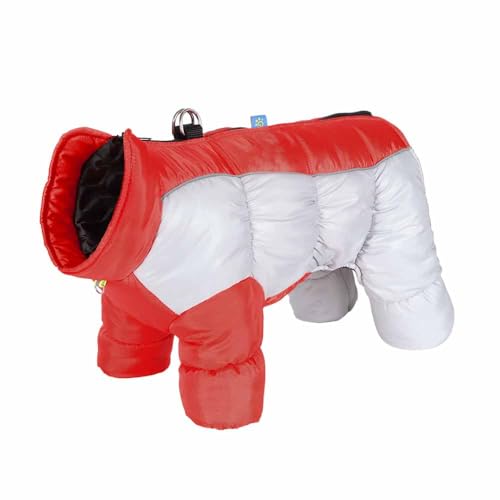 feiling Gepolsterte Hundemantel 4-Beine Steppjacke Reflektierende Winter Hundejacke mit Metallhake für Hundeleine, Daunen Wasserabweisend Bekleidung für Kleine Hunde (rot, M for 2.5kg-4kg) von feiling