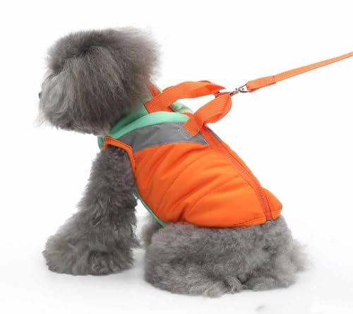 feiling Gepolsterte Hundeweste für Winter Hundejacke mit Handgriffe Dicke Hundemantel Outdoor Kleidung für Welpen, Kleine und Mittlere Hunde, mit Hundeleine (orange, XL) von feiling