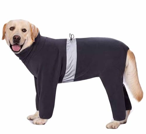 feiling Große Hunde Overall Bekleidung Dick Vier-Beine Pullover Reflektierende Warme Hundemantel Fleece Outwear Winterjacke für Mittlere und Große Hunde (grau, 28#) von feiling