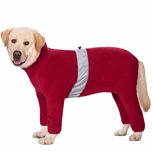 feiling Große Hunde Overall Bekleidung Dick Vier-Beine Pullover Reflektierende Warme Hundemantel Fleece Outwear Winterjacke für Mittlere und Große Hunde (rot, 28#) von feiling