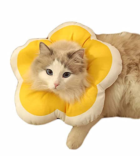 feiling Halskrause für Haustiere Einstellbar Anti-Biss-Halsband Katzen Hunde Weiches Halsband Anti-Leck-Wunde Leichtgewicht Elizabeth-Halsband Schutzkragen (gelb, M) von feiling