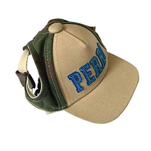 feiling Haustier Baseball Hut für Katzen Welpen Kostüm Zubehör Sunbonnet Kleine Hunde Kopfbedeckung Stirnband Sonnenhut Einstellbare Hundecap Mütze mit Ohr-Löcher (S, Grün) von feiling