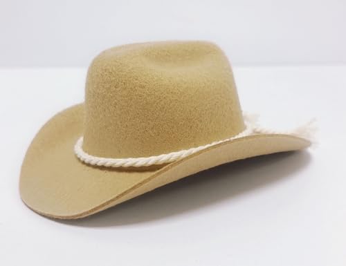 feiling Haustier Cowboy Hut für Katzen Welpen Kleine Hunde Kostüm Kopfbedeckung Einstellbare Sonnenhut Hundecap Mütze (beige 2, S) von feiling