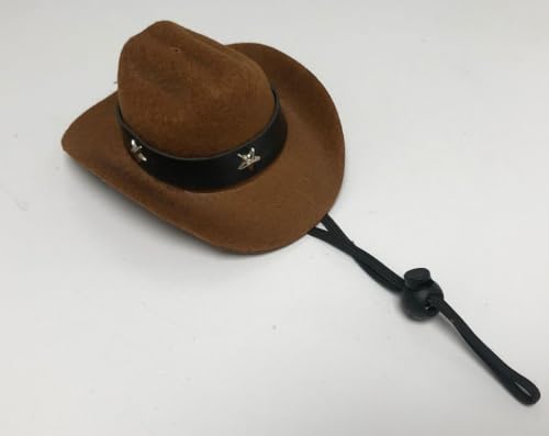 feiling Haustier Cowboy Hut für Katzen Welpen Kleine Hunde Kostüm Kopfbedeckung Einstellbare Sonnenhut Hundecap Mütze (braun 3, L) von feiling