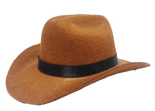 feiling Haustier Cowboy Hut für Katzen Welpen Kleine Hunde Kostüm Kopfbedeckung Einstellbare Sonnenhut Hundecap Mütze (braun1, S) von feiling