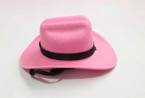 feiling Haustier Cowboy Hut für Katzen Welpen Kleine Hunde Kostüm Kopfbedeckung Einstellbare Sonnenhut Hundecap Mütze (pink 1, L) von feiling