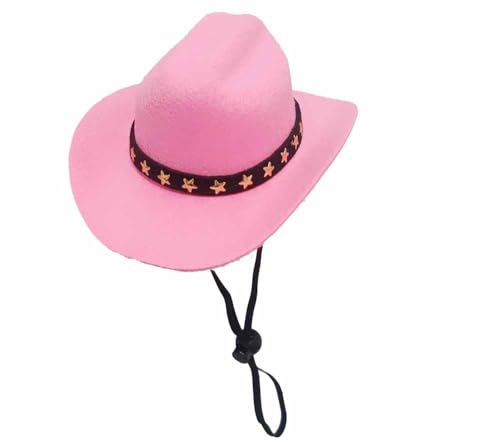 feiling Haustier Cowboy Hut für Katzen Welpen Kleine Hunde Kostüm Kopfbedeckung Einstellbare Sonnenhut Hundecap Mütze (pink 2, L) von feiling