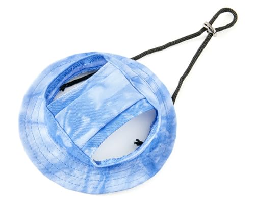 feiling Haustier Sunbonnet Hut für Katzen Welpen Kleine Hunde Kostüm Kopfbedeckung Sonnenhut Einstellbare Hundecap Mütze mit Ohr-Löcher (blau, M: Kopfumfang 34cm) von feiling