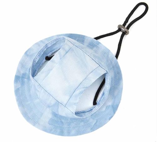 feiling Haustier Sunbonnet Hut für Katzen Welpen Kleine Hunde Kostüm Kopfbedeckung Sonnenhut Einstellbare Hundecap Mütze mit Ohr-Löcher (hellblau, L: Kopfumfang 41cm) von feiling