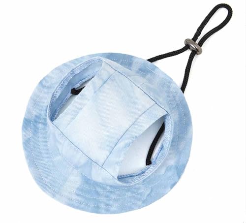 feiling Haustier Sunbonnet Hut für Katzen Welpen Kleine Hunde Kostüm Kopfbedeckung Sonnenhut Einstellbare Hundecap Mütze mit Ohr-Löcher (hellblau, M: Kopfumfang 34cm) von feiling