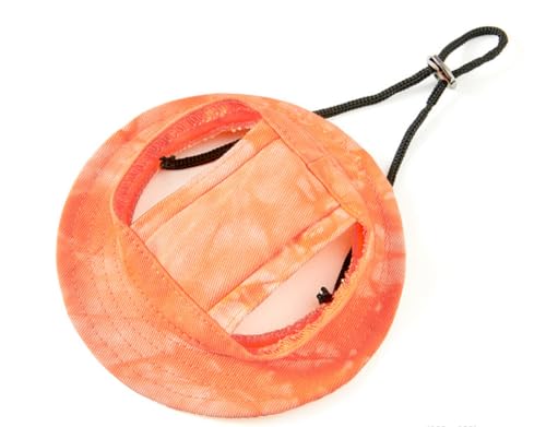 feiling Haustier Sunbonnet Hut für Katzen Welpen Kleine Hunde Kostüm Kopfbedeckung Sonnenhut Einstellbare Hundecap Mütze mit Ohr-Löcher (orange, L: Kopfumfang 41cm) von feiling