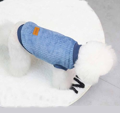 feiling Herbst Winter Pullover für Kleine Hunde Welpen Bequeme Pulli Flanell Hundekostüm Süße Hundeweste Hundemantel Hunde-Jersey (blau, 2XL) von feiling