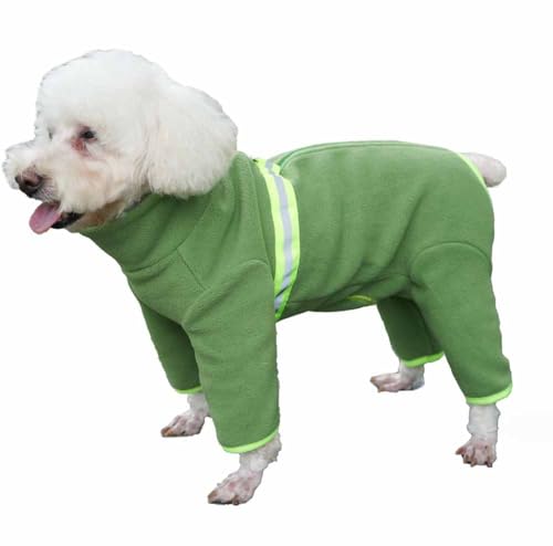 feiling Hunde Overall Vier-Beine Bekleidung Fleece Bequeme Hundemantel Reflektierende Outdoor Hundejacke Winter für Kleine Mittlere Hunde (grün, L) von feiling