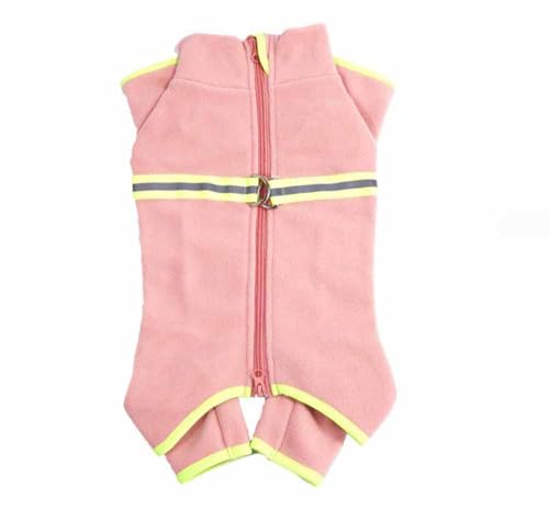 feiling Hunde Overall Vier-Beine Bekleidung Fleece Bequeme Hundemantel Reflektierende Outdoor Hundejacke Winter für Kleine Mittlere Hunde (pink, L) von feiling