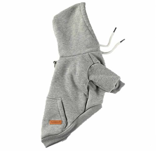 feiling Hunde Pullover mit Kapuze Dick Hundeweste Fleece Warme Hundemantel für Kleine Hunde Winterjacke Bequeme Hundekostüm (grau, XL) von feiling