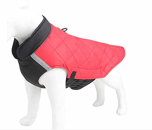 feiling Hunde Weste Dick Hundemantel Patchwork Winterjacke Reflektierend Bequeme Coat für Kleine Mittlere Große Hunde (Rot, M) von feiling