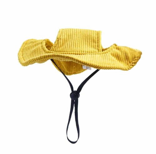 feiling Hundecap Sunbonnet Kopfbedeckung Verstellbar Sonnenhut mit Ohr-Löcher für Katzen, Welpen und Kleine Mittlere und Große Hunde Mütze Zubehör (gelb, M) von feiling