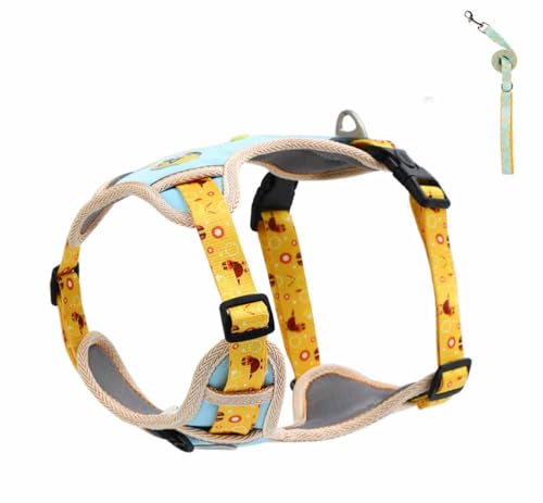feiling Hundegeschirr mit 1.5m Hundeleine Set Kleine Hunde Brustgeschirre Reflektierend Haustier Verstellbare Weste Geschirr für Mittlere Hunde (blau, XS) von feiling