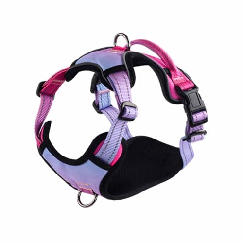 feiling Hundegeschirr mit Handgriffe Reflektierend Brustgeschirre Verstellbare Haustier Geschirr für Mittlere und Große Hunde (pink, XL-3) von feiling