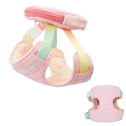 feiling Hundegeschirr mit Kleine Rucksack Haustier Brustgeschirr Verstellbar Welpengeschirr für Kleine und Mittelgroß Hunde (pink, M: für 2.5kg - 8kg) von feiling