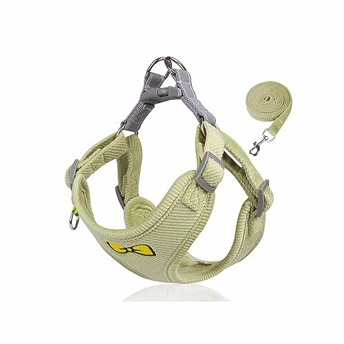 feiling Hundegeschirre Reflektierend Hundeweste Weich Welpengeschirr Brustgeschirre mit Hundeleine für Kleine Hunde (M, grün) von feiling