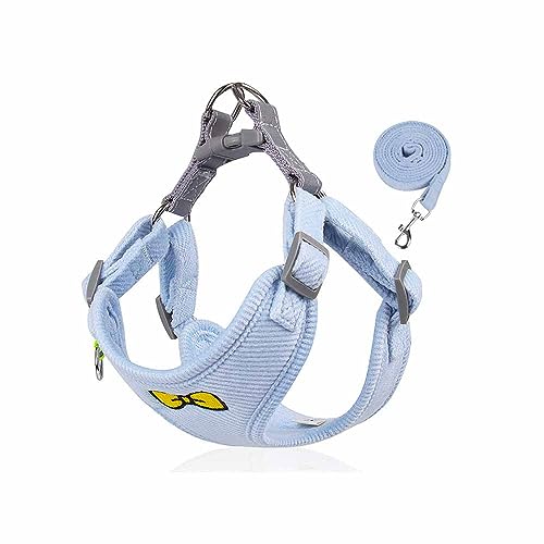 feiling Hundegeschirre Reflektierend Hundeweste Weich Welpengeschirr Brustgeschirre mit Hundeleine für Kleine Hunde (XL, blau) von feiling