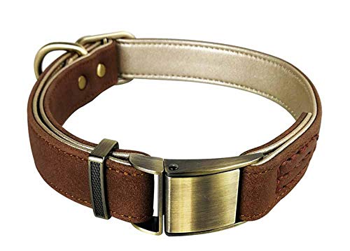 feiling Hundehalsband Leder Große Hunde Klickverschluss Einstellbare Lederhalsband für Kleine Mittelgroße Hunde Halskette Hundehalsung Hundeband (M: 29-43cm, Braun) von feiling