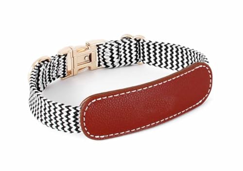 feiling Hundehalsband Leder Klickverschluss Verstellbare Lederhalsband Nylon Hundehalskette für Mittelgroße und Große Hunde (rot, M) von feiling