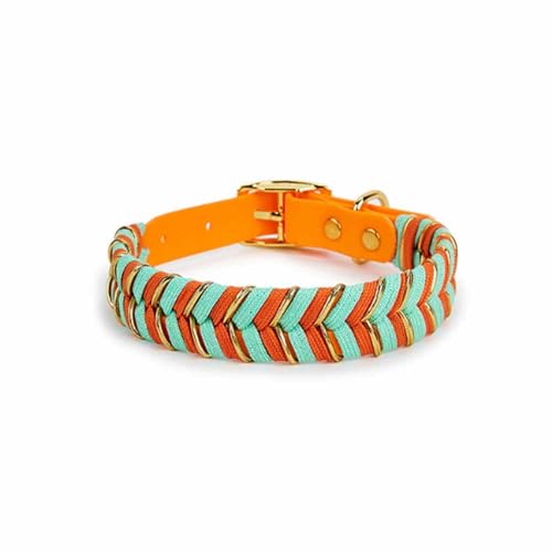 feiling Hundehalsband Verstellbare Geflochten Mehrfarbig Hundehalskette für Kleine und Mittelgroße Hunde (orange, S) von feiling