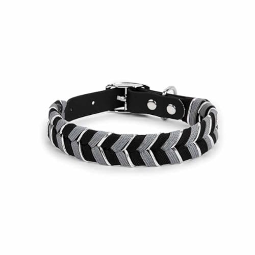 feiling Hundehalsband Verstellbare Geflochten Mehrfarbig Hundehalskette für Kleine und Mittelgroße Hunde (schwarz, L) von feiling