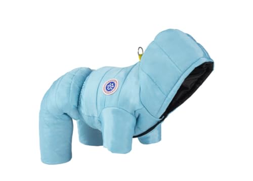 feiling Hundejacke Gepolsterte für Winter 4 Beine Steppjacke Warm Hundemantel mit Metallhake für Hundeleine, Bequeme Outdoor Kleidung für Kleine Hunde (blau, 2XL for 6kg-7.5kg) von feiling