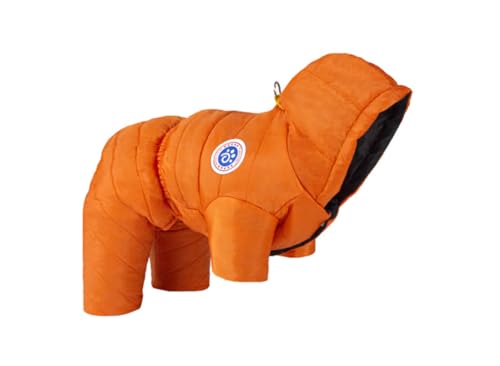 feiling Hundejacke Gepolsterte für Winter 4 Beine Steppjacke Warm Hundemantel mit Metallhake für Hundeleine, Bequeme Outdoor Kleidung für Kleine Hunde (orange, S for 1.5-2.5kg) von feiling