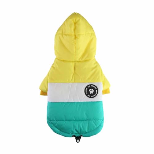 feiling Hundejacke Gepolsterte mit Kapuze Steppjacke Daunen Hundemantel Bequeme Outdoor Kleidung für Kleine und Mittlere Hunde Winterjacke (gelb, L) von feiling