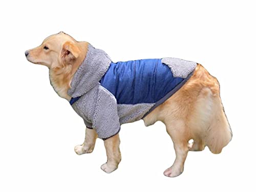 feiling Hundejacke Winter Reversible Coat für Kleine Mittlere Große Hunde Fleecejacke Wollmantel mit Abnehmbare Kapuze Warm Verdickte Kleidung Hundemantel (blau, XL) von feiling