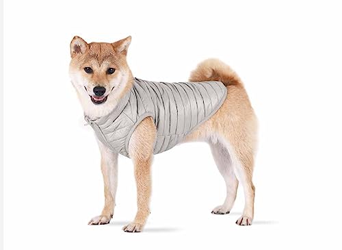 feiling Hundejacke Winter Steppjacke Gepolsterte Hundeweste Reflektierende Katzen Kleidung Bequeme Daunen Hundemantel für Kleine Mittlere Hunde (grau, S) von feiling