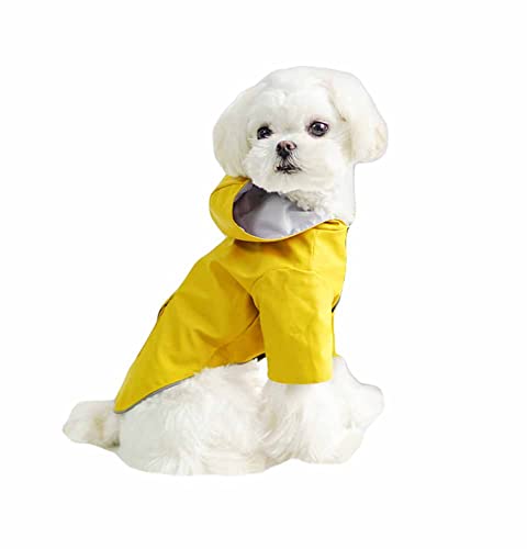 feiling Hunderegenmantel wasserdichte 2-Beine Regensjacke mit Kapuze für Kleine und Mittelgroße Hunde Haustier Regenmantel Dog Raincoat  (3XL, gelb) von feiling