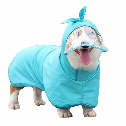 feiling Hunderegenmantel wasserdichte Haustier Regenjacke mit Transparent Kapuze für Kleine und Mittelgroße Hunde Umhang Dog Raincoat (3XL) von feiling