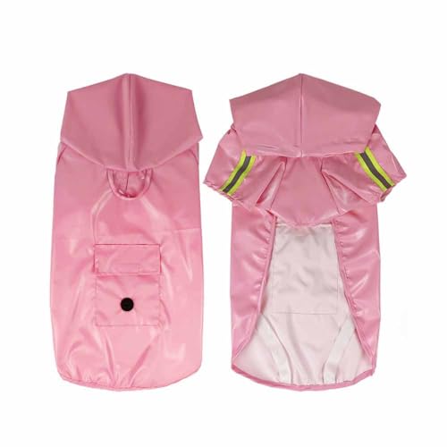 feiling Hunderegenmantel wasserdichte Regenmantel mit Kapuzen Haustier Reflektierend Regensjacke Umhang mit Tasche für Kleine Mittelgroße und Große Hunde (pink, 4XL) von feiling