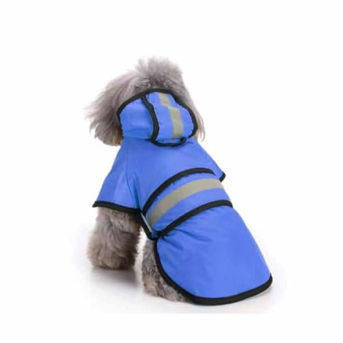 feiling Hunderegenmantel wasserdichte Umhang mit Kapuze Haustier Regensjacke Verstellbarer Brustgurt Reflektierend Regenmantel für Welpen, Kleine und Mittelgroße Hunde (blau, S) von feiling